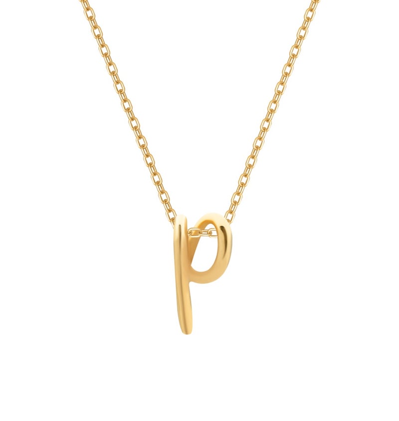 Ruby Art Gold 18k Real Gold Initial Letter P Pendant Necklace for Women – Personalized Elegant Alphabet Chain Jewelry, Premium Dubai Quality - Image 1