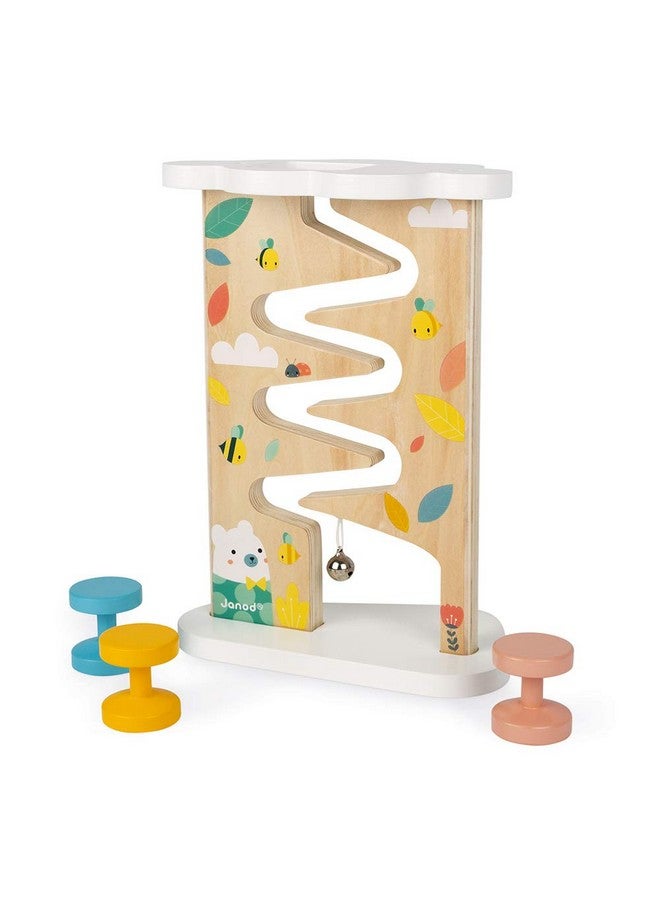 Janod Pure 4 pc Wooden Pastel Bee & Bear Ball Track - Ages 12+ Months - J05153 - Image 3