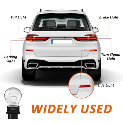 Fugedox 3157 tail/brake light bulb/Turn Signal Bulbs, 12V P27-7W 3000K White, Long Life Miniature Bulb Automotive Brake Lamp Turn signal Lamp, Replacement for Cars,Trucks,SUVs - Image 4