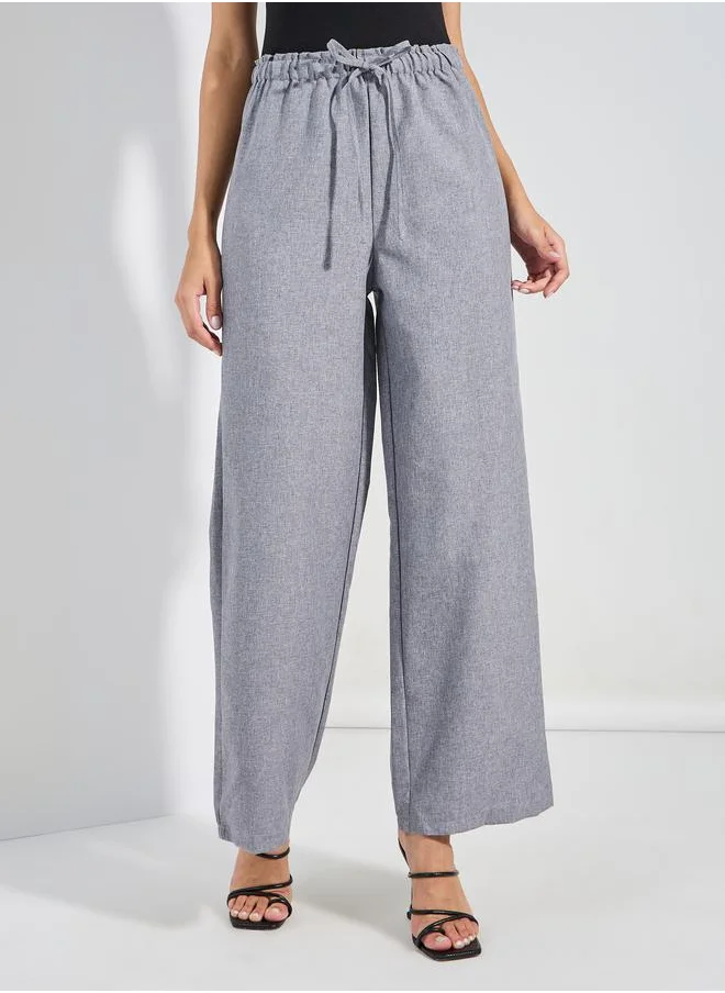ستايلي Straight Fit Linen Look Pants with Drawstrings
