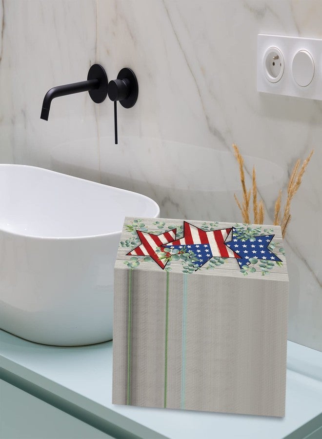 Whaline Patriotic Guest Napkins Star Eucalyptus Disposable Paper Pack 3 Ply 4th of July Dinner Hand Napkin Towel for Independence Day Celebration Party Supplies Table Decorations, 80Pcs - Image 5