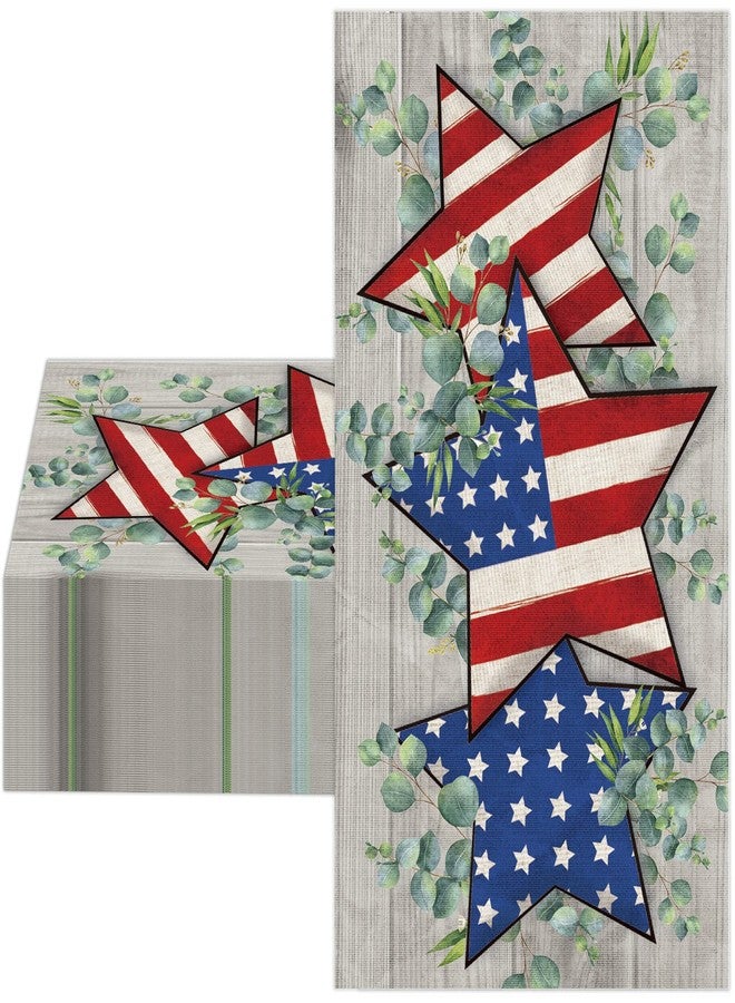Whaline Patriotic Guest Napkins Star Eucalyptus Disposable Paper Pack 3 Ply 4th of July Dinner Hand Napkin Towel for Independence Day Celebration Party Supplies Table Decorations, 80Pcs - Image 1