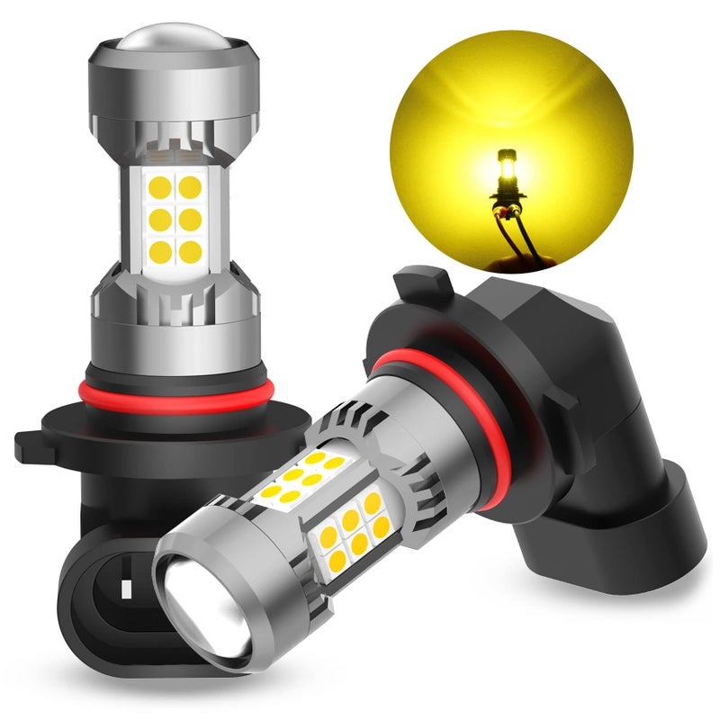 PHINLION 9006 HB4 LED Fog Light Bulbs 3200 Lumens Super Bright 3030 30SMD Chipset 9006LL Foglight Replacement Bulb with Projector for Car Truck SUV 3000K Golden Yellow