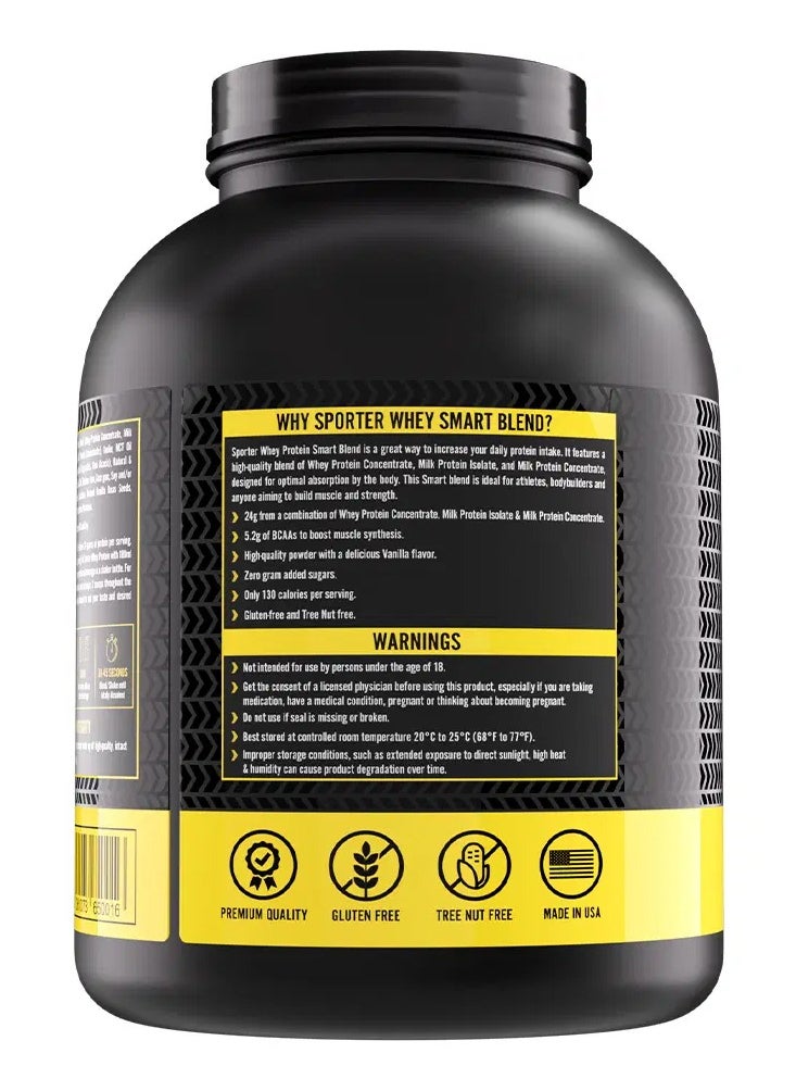 SPORTER Sporter Whey Smart Blend – 4lbs | 24g Protein Per Serving | Vanilla Flavor | BCAAs for Recovery | Low Calories, No Added Sugars | Gluten-Free Protein Powder for Muscle Growth  - Image 3