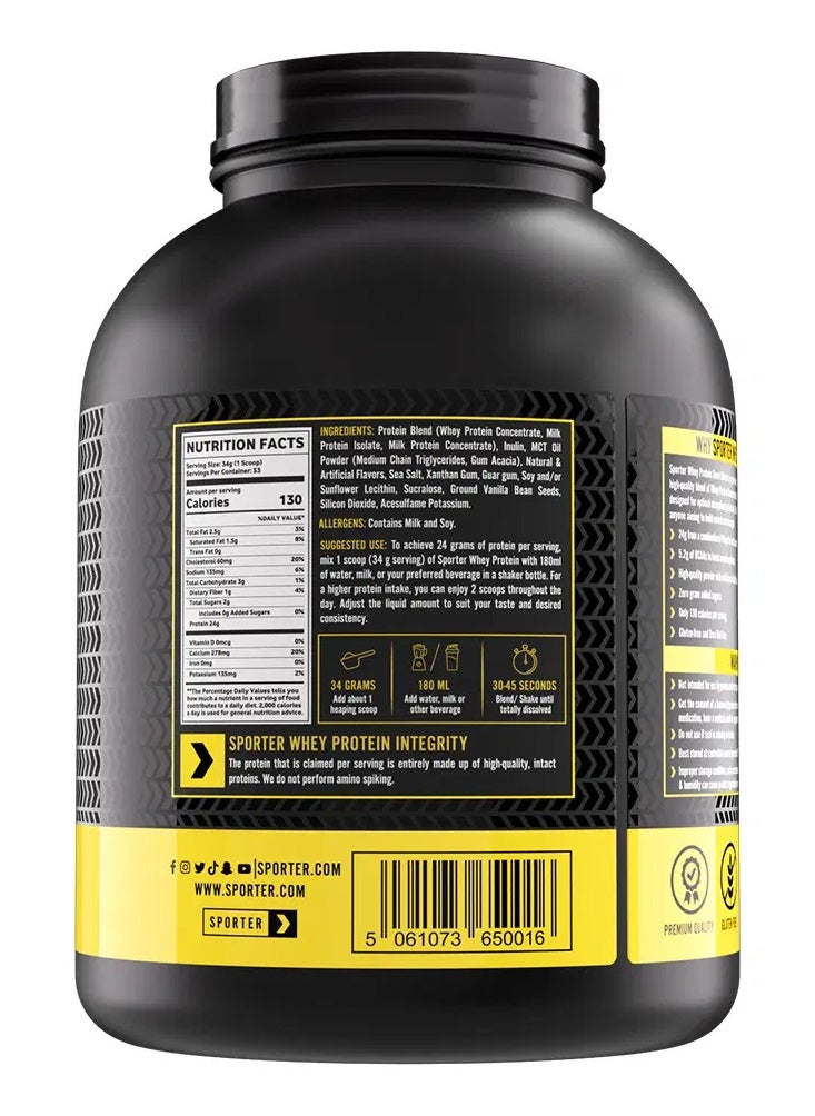 SPORTER Sporter Whey Smart Blend – 4lbs | 24g Protein Per Serving | Vanilla Flavor | BCAAs for Recovery | Low Calories, No Added Sugars | Gluten-Free Protein Powder for Muscle Growth  - Image 2