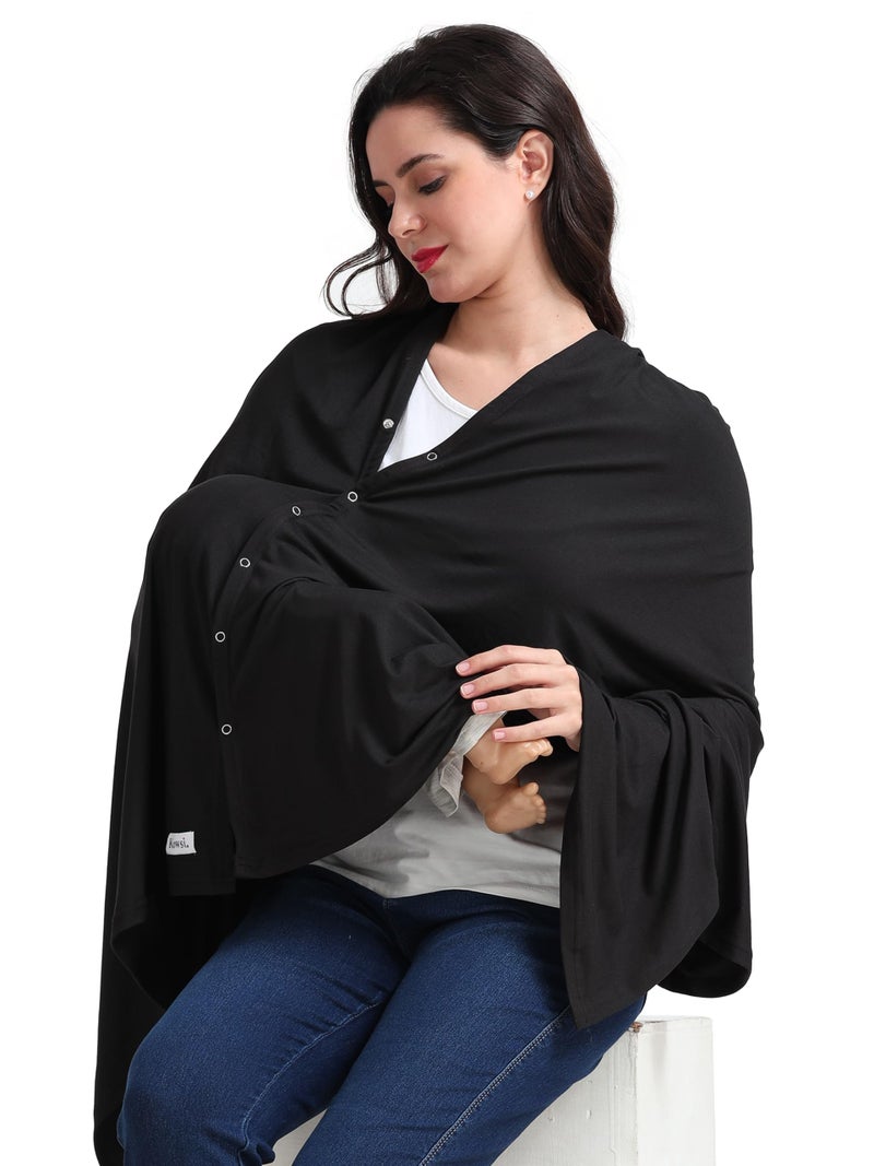 Kowsi 360 Degree Premium Soft Cotton Mother’s Breathable Breast Feeding Shawl & Light Weight Outdoor Baby Blanket Too. (Black) - Image 5