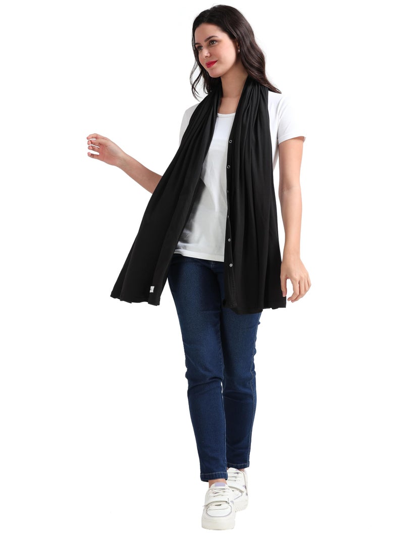 Kowsi 360 Degree Premium Soft Cotton Mother’s Breathable Breast Feeding Shawl & Light Weight Outdoor Baby Blanket Too. (Black) - Image 3
