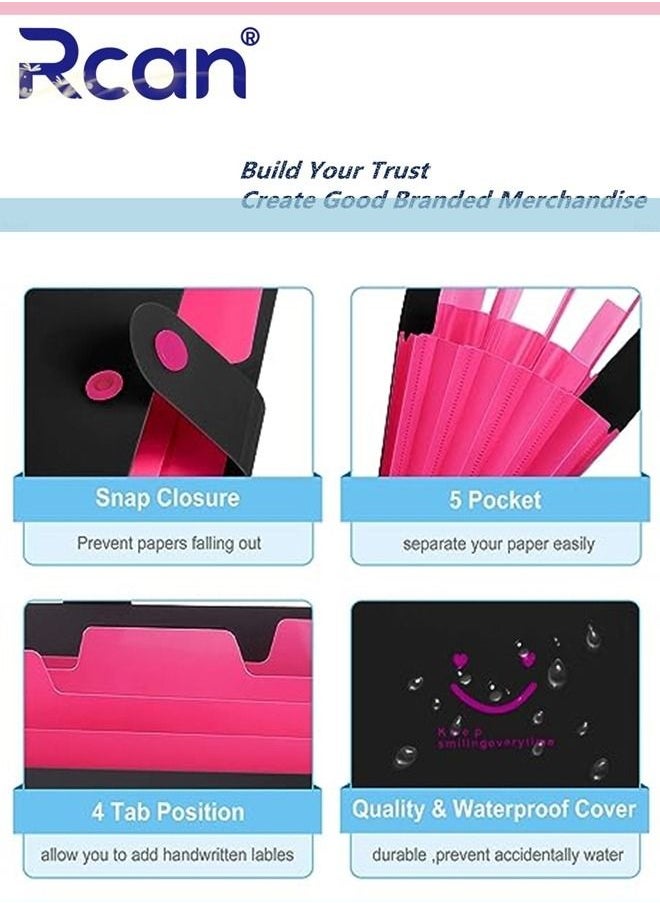 Rcan - A4 Folder Multi Layer Large Capacity Plastic File Bag Portable Paper Classification Storage Organizer Snap Waterproof Expandable Document Manager Suitable for Office Business Home School - Image 1