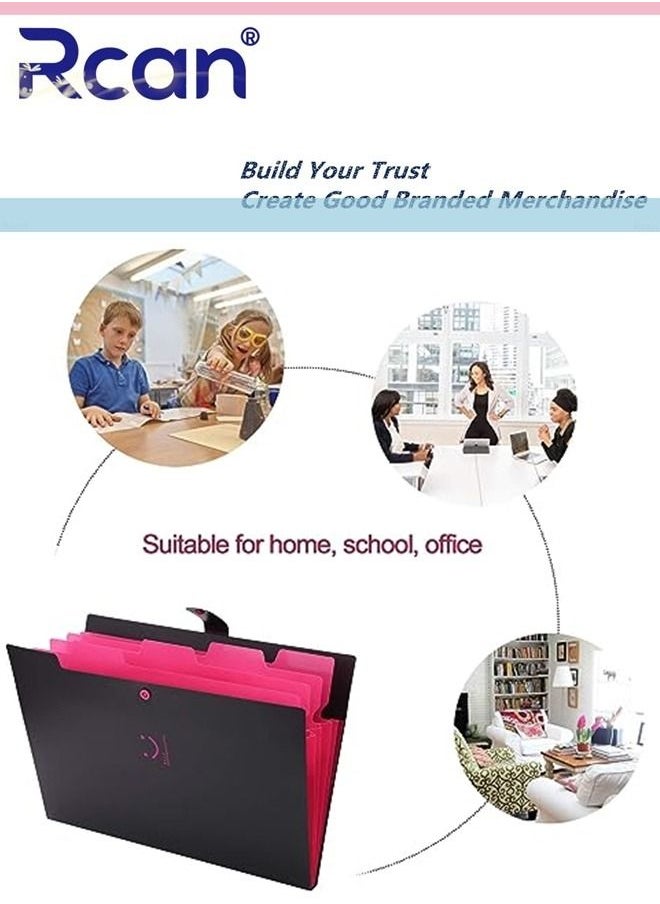 Rcan - A4 Folder Multi Layer Large Capacity Plastic File Bag Portable Paper Classification Storage Organizer Snap Waterproof Expandable Document Manager Suitable for Office Business Home School - Image 1