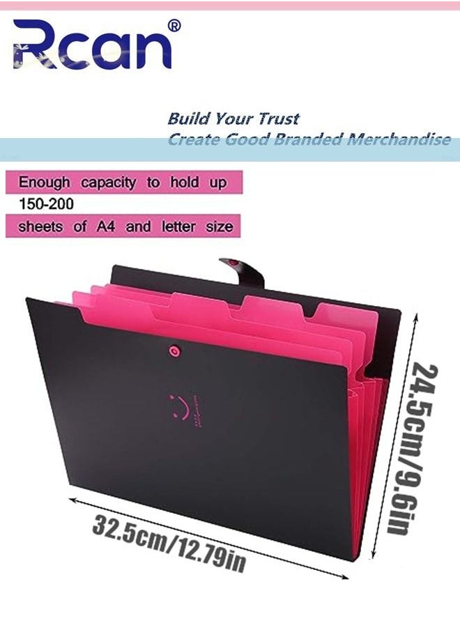 Rcan - A4 Folder Multi Layer Large Capacity Plastic File Bag Portable Paper Classification Storage Organizer Snap Waterproof Expandable Document Manager Suitable for Office Business Home School - Image 1