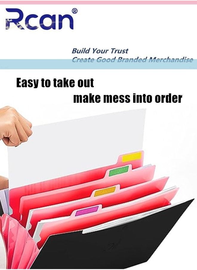 Rcan - A4 Folder Multi Layer Large Capacity Plastic File Bag Portable Paper Classification Storage Organizer Snap Waterproof Expandable Document Manager Suitable for Office Business Home School - Image 1