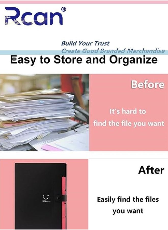 Rcan - A4 Folder Multi Layer Large Capacity Plastic File Bag Portable Paper Classification Storage Organizer Snap Waterproof Expandable Document Manager Suitable for Office Business Home School - Image 1