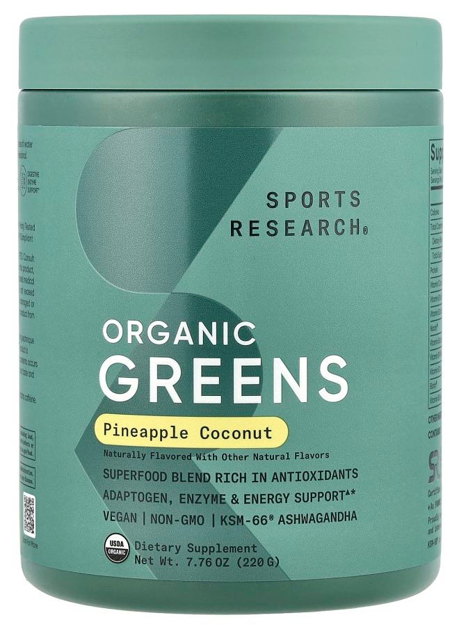 SPORTS RESEARCH Greens Organic Pineapple Coconut 7.76 oz (220 g) 