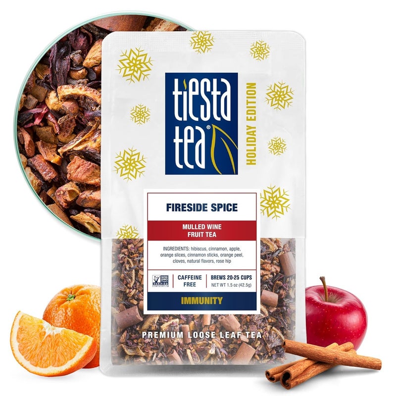 Tiesta Tea  Fireside Spice Loose Leaf Mulled Wine Herbal Tea Premium NonCaffeinated Holiday Blend Make Hot or Iced Brews Up to 25 Cups 15 Ounce Resealable Pouch - Image 3