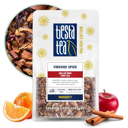 Tiesta Tea  Fireside Spice Loose Leaf Mulled Wine Herbal Tea Premium NonCaffeinated Holiday Blend Make Hot or Iced Brews Up to 25 Cups 15 Ounce Resealable Pouch - Image 1