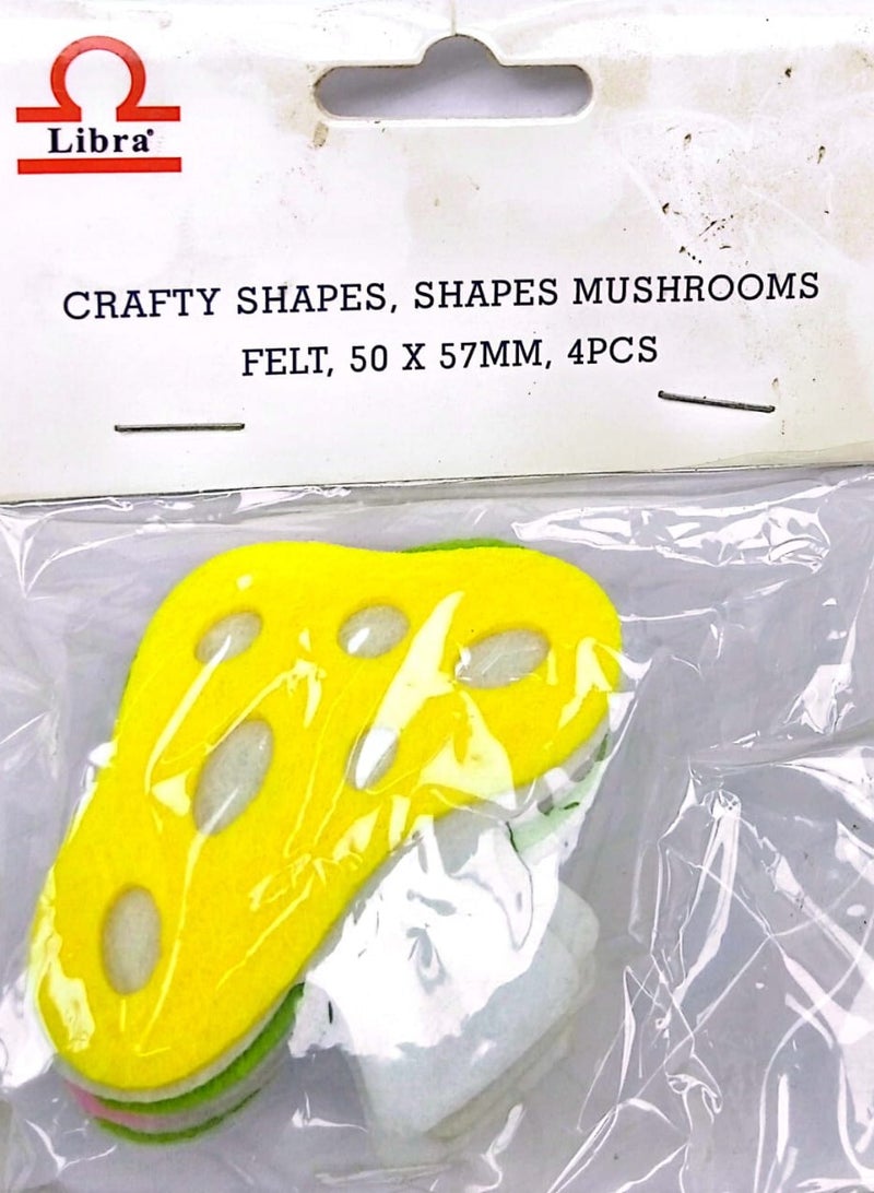 Libra 4-Pieces 50×57mm Mushrooms Felt Crafty Shapes Assorted Color - Image 2