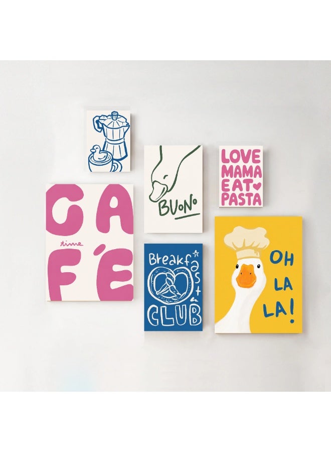 Italian design Wall Art Set of 6 – for kitchen or coffee corner -funny wall art