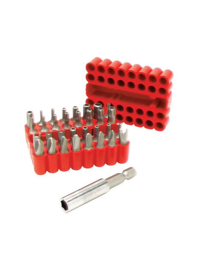 Performance Tool 33-Piece Security Bit Set Red and Silver W1384 - Image 1
