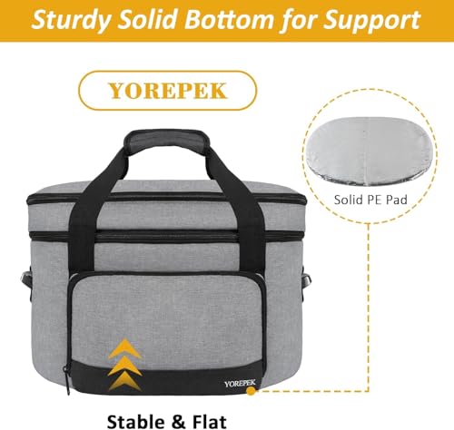 YOREPEK 2 Layer Slow Cooker Carrier, Compatible with 6, 7, 8 Quart Crock-Pot, Insulated Large Slow Cooker Travel Bag with Bottom Pad Lid Fasten Straps, for Family Gathering Potluck, Gift for Women - Image 5