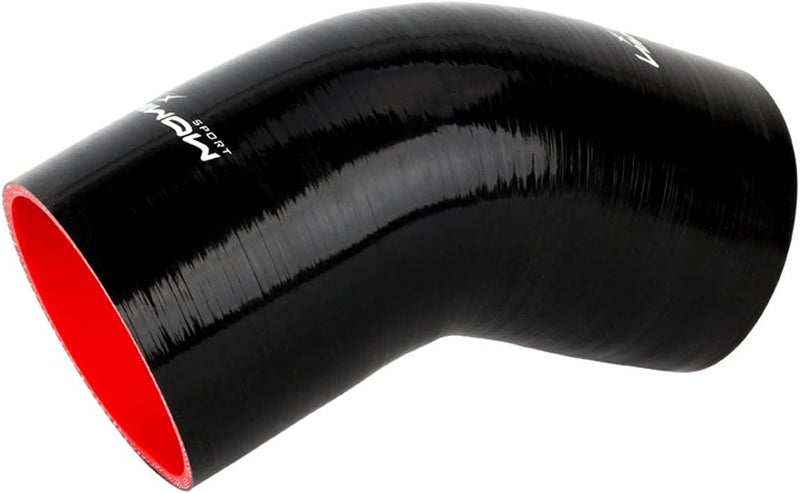 HiwowSport 45 Degree 4-Ply Silicone Hose for Turbo/Intercooler/Intake Piping, 3.0'' ID, Black - Image 1