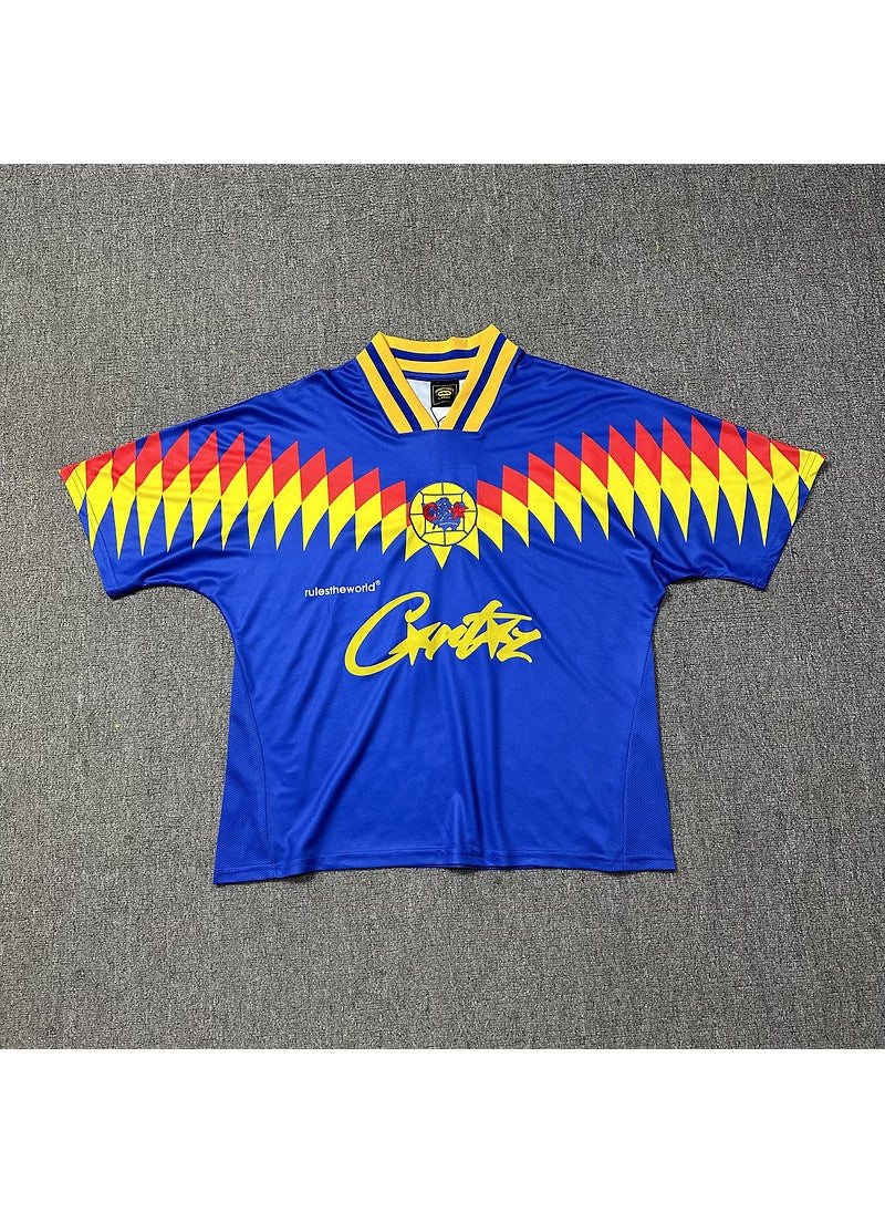 Generic - Corteiz Colorblock Retro Tee Casual Sporty T-Shirt Blue and yellow - Image 1