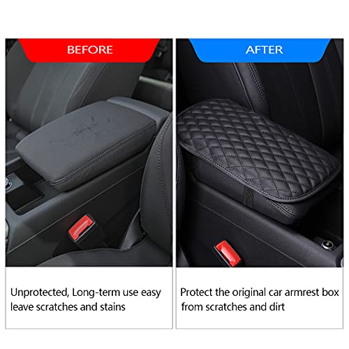AUPER Car Armrest Seat Box Cover Protector, Auto Center Console Pad PU Leather Cover Protector for Most Vehicle, SUV, Truck, Car - Image 2