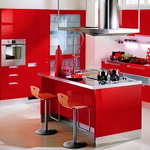 ERATO Red Vinyl Wallpaper Peel & Stick Self Adhesive Vinyl Red Contact Paper for Cabinets Countertop Kitchen Shelves Liner Waterproof Wallpaper (24x48 Inch, Red Glossy) - Image 4