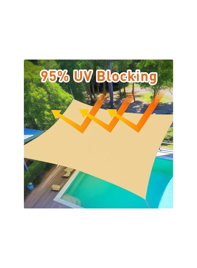 The Bros Large Size Shade Sail with Installation Tool Set Rectangle UV Block Sun Shade Shade Awning Permeable Canopy Pergolas Top Cover for Outdoor Patio Garden Sand (2 * 3M)  - Image 4