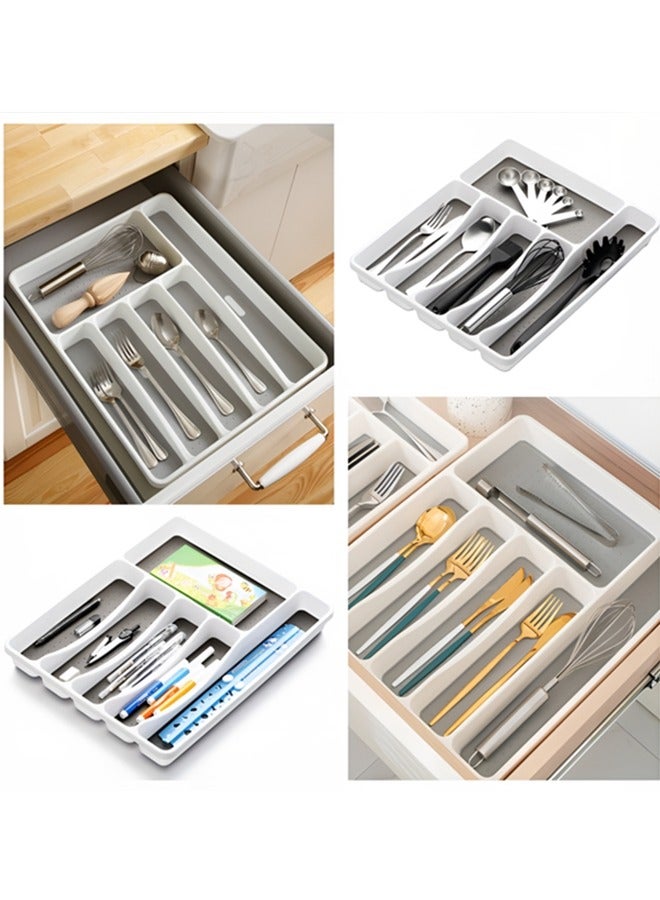 Beauenty Kitchen Tableware Storage Box,Classic 6-grid Storage Box,Kitchen Drawer Storage  Finisher,Stainless Steel Knife And Fork Tableware Tray,Kitchen Organizer  - Image 5