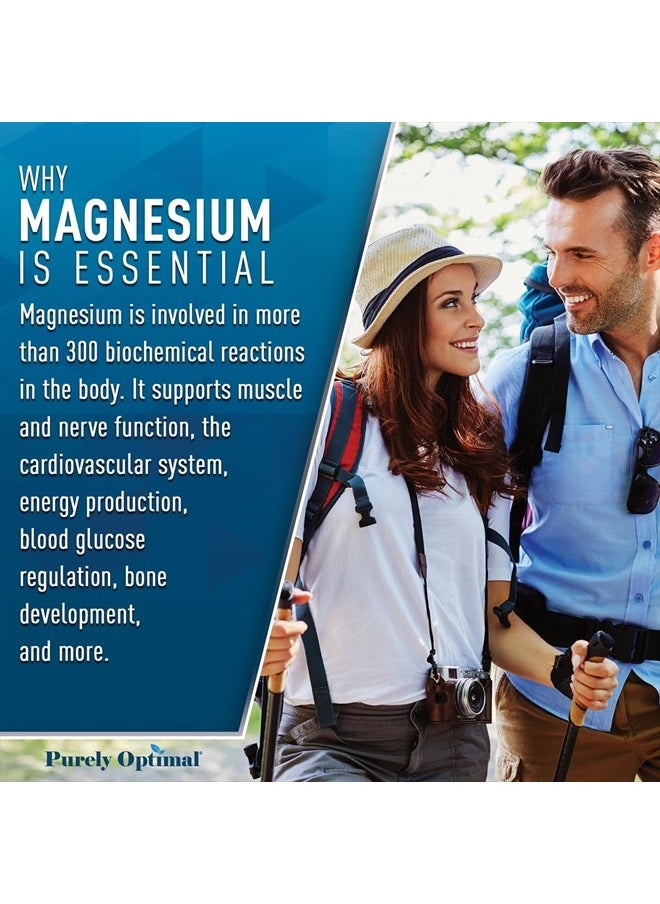 Purely Optimal - Magnesium Complex Supplement - Magnesium Citrate, Malate, Taurate, Oxide, Bisglycinate Chelate, Aspartate 500mg - for Sleep, Leg Cramps, Muscle, Heart - Max Absorption, Gluten-Free, Non-GMO 120 Caps - Image 1