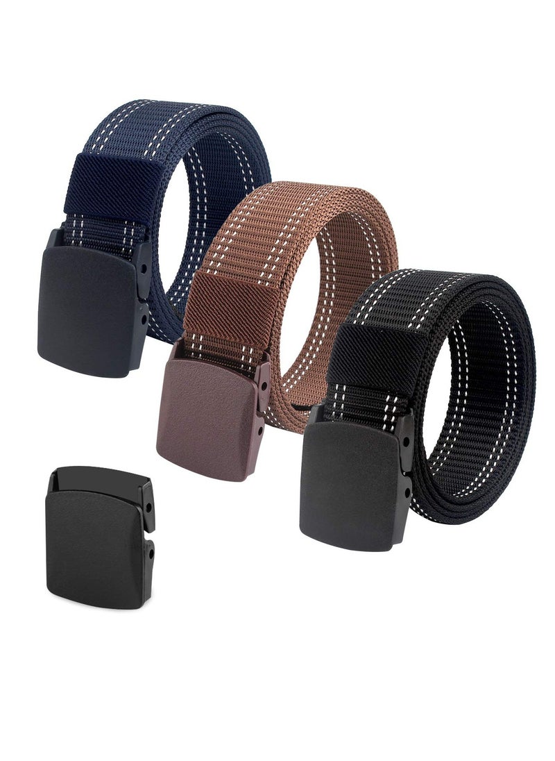 Excefore - Nylon Canvas Belt, Tactical Belt for Men, Black Military Nylon Web,  Plastic Buckle Belt Travel Adjustable Nylon Web Slide Belt, Ideal for Work - Image 1