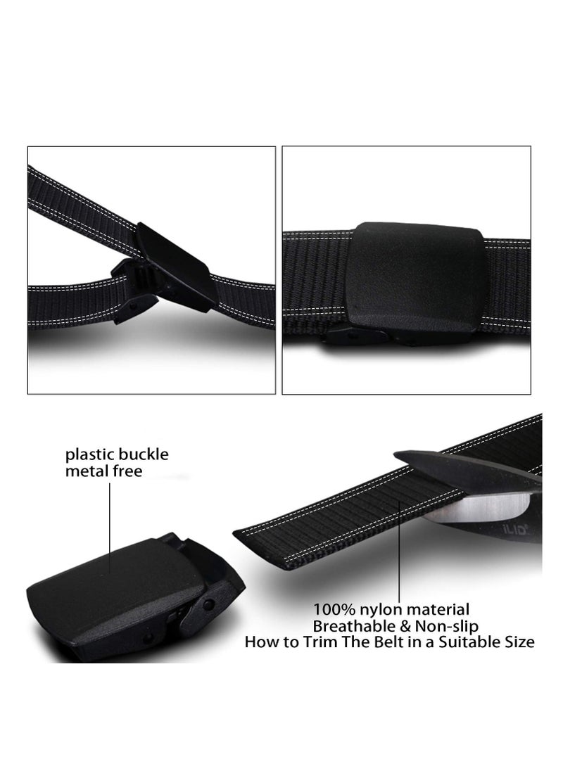 Excefore - Nylon Canvas Belt, Tactical Belt for Men, Black Military Nylon Web,  Plastic Buckle Belt Travel Adjustable Nylon Web Slide Belt, Ideal for Work - Image 1