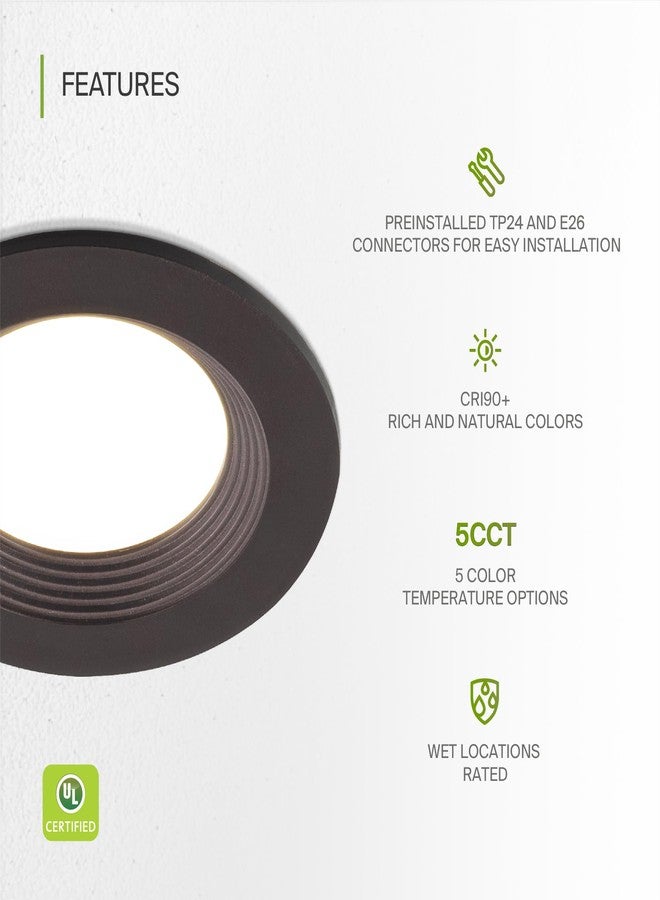 اي اس دي إضاءة سقفية LED غائرة قابلة للتعديل من ASD، مقاس 4 بوصات | 9 واط، 700 لومن، مقاومة للماء، قابلة للتعتيم | إضاءة سقفية غائرة قابلة للتعديل من 2700 كلفن إلى 5000 كلفن، مؤشر تجسيد اللون 90، لون برونزي | مصابيح LED غائرة، معتمدة من UL، عبوة من 12 قطعة - Image 3