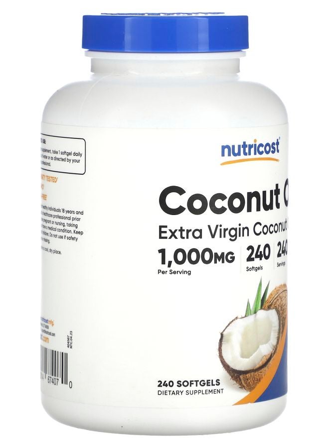 Nutricost Extra Virgin Coconut Oil 1000 mg 240 Capsules - Image 2