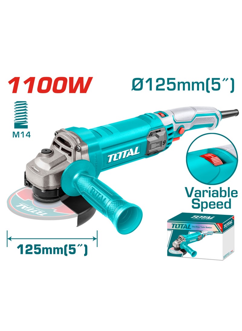 TOTAL Total  Angle Grinder 1100 Watt  125 Mm  5" Inch With Variable Speed Tg110125565