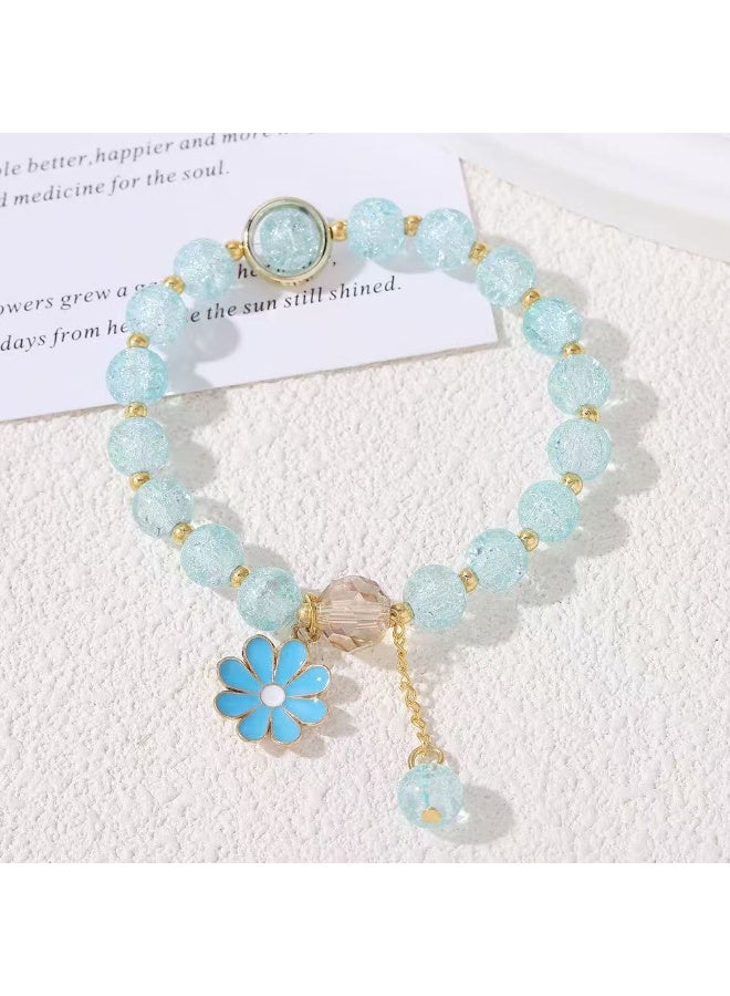 ORiTi 1pc Summer Style Cracked Glass Bead Daisy Pendant Bracelet, Elastic Bracelet Unisex Jewelry Gift For Good Friend, Father's Day Gift - Image 5
