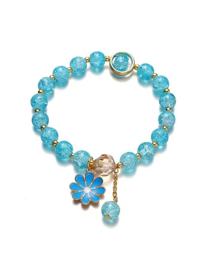 ORiTi 1pc Summer Style Cracked Glass Bead Daisy Pendant Bracelet, Elastic Bracelet Unisex Jewelry Gift For Good Friend, Father's Day Gift - Image 1