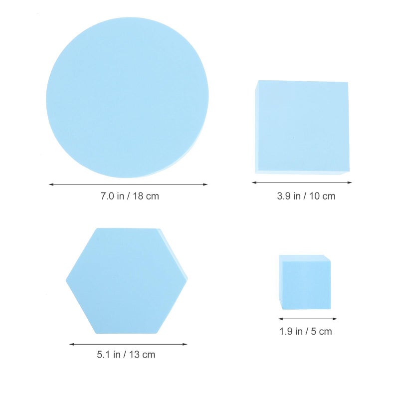 4 Pcs Blue Light Blue Geometric Cube Photo Props Set For Cosmetic And Jewelry Photography Includes Cube 5x5x5cm Rectangular 10x10x4cm Cylinder 18x3 5cm Hexagonal 13x3cm For Studio - Image 3