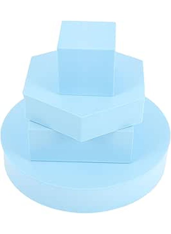 4 Pcs Blue Light Blue Geometric Cube Photo Props Set For Cosmetic And Jewelry Photography Includes Cube 5x5x5cm Rectangular 10x10x4cm Cylinder 18x3 5cm Hexagonal 13x3cm For Studio - Image 1