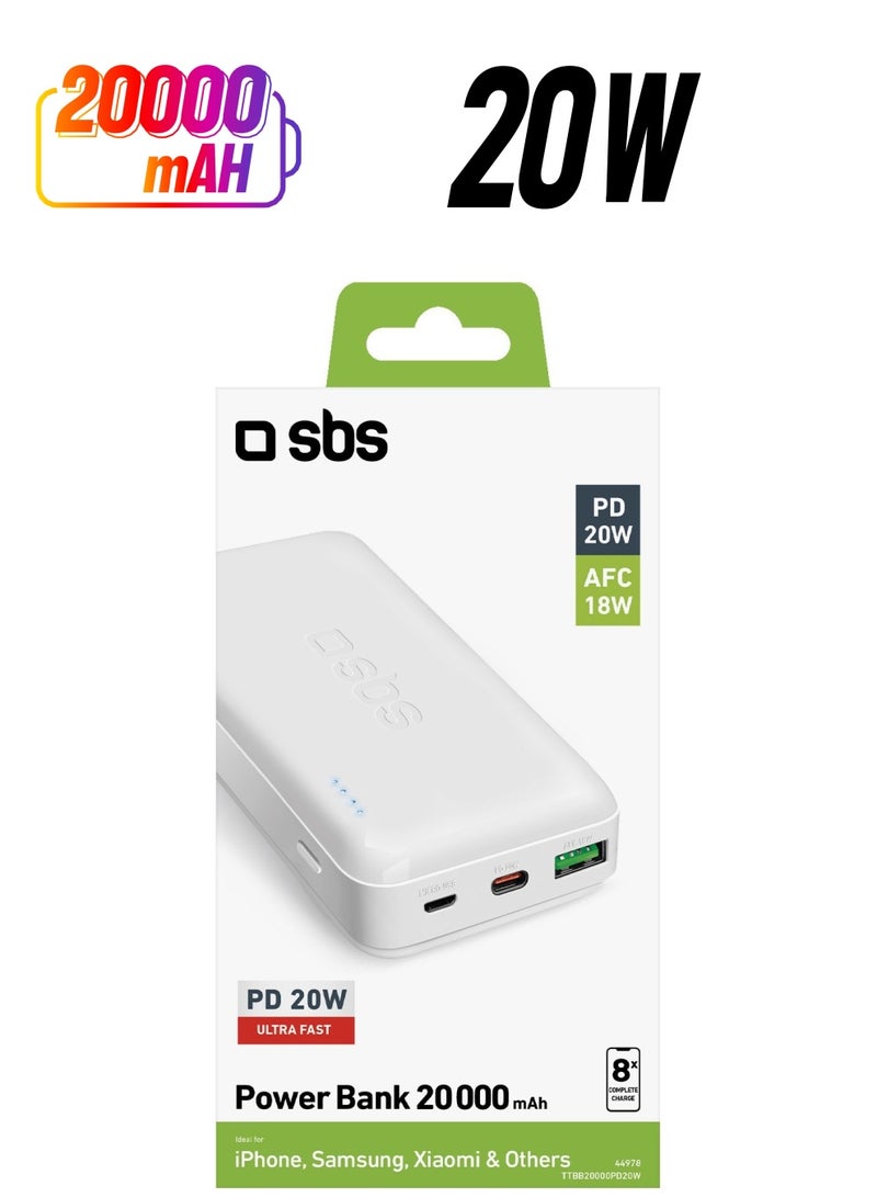 اس بي اس SBS 20,000 mAh multi-port power bank with 20W Power Delivery technology,designed in Italy - Image 1