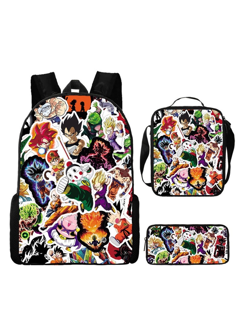 New Cartoon Anime Student Backpack Three-Piece Set 29*42*16cm