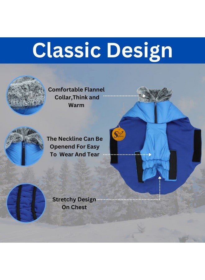 Sage Square Dog Winter Coat With Fur Collar Light Weight, Ultra Warm Windproof, Waterproof Dog Jacket For Cold Weather, Thicker Fleece Jacket For Cold Weather (Small - 14 Inches, Blue) - Image 3