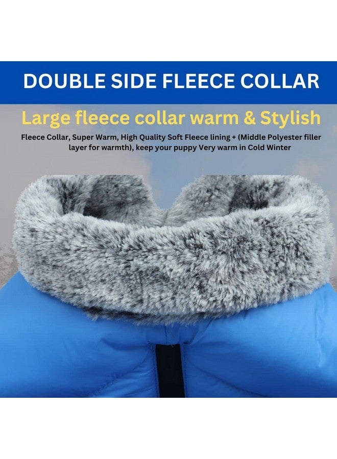 Sage Square Dog Winter Coat With Fur Collar Light Weight, Ultra Warm Windproof, Waterproof Dog Jacket For Cold Weather, Thicker Fleece Jacket For Cold Weather (Small - 14 Inches, Blue) - Image 4