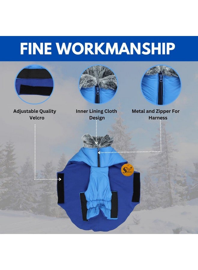Sage Square Dog Winter Coat With Fur Collar Light Weight, Ultra Warm Windproof, Waterproof Dog Jacket For Cold Weather, Thicker Fleece Jacket For Cold Weather (Small - 14 Inches, Blue) - Image 2