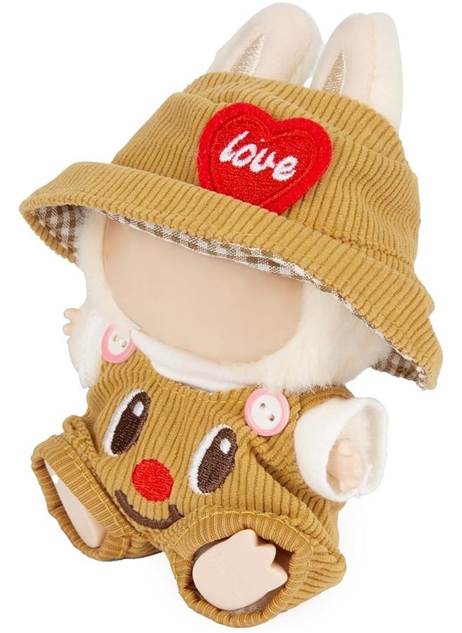 yongsheng Sitting Party Doll Clothes Doll Clothes Ragcloth Clothes Specification:First And Second Generation Universal (doll Not Included) - Standard Outfit-Color:Butter Bear (love Hat + T-shirt + Overalls)  - Image 5