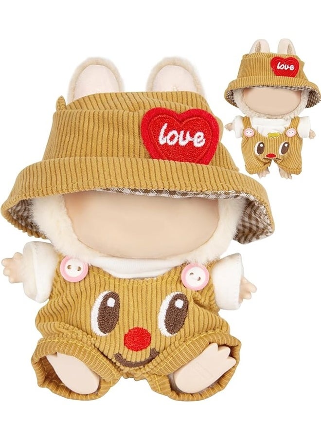 yongsheng Sitting Party Doll Clothes Doll Clothes Ragcloth Clothes Specification:First And Second Generation Universal (doll Not Included) - Standard Outfit-Color:Butter Bear (love Hat + T-shirt + Overalls)  - Image 1