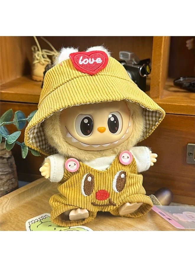yongsheng Sitting Party Doll Clothes Doll Clothes Ragcloth Clothes Specification:First And Second Generation Universal (doll Not Included) - Standard Outfit-Color:Butter Bear (love Hat + T-shirt + Overalls)  - Image 3