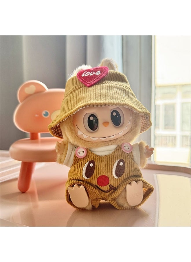 yongsheng Sitting Party Doll Clothes Doll Clothes Ragcloth Clothes Specification:First And Second Generation Universal (doll Not Included) - Standard Outfit-Color:Butter Bear (love Hat + T-shirt + Overalls)  - Image 2