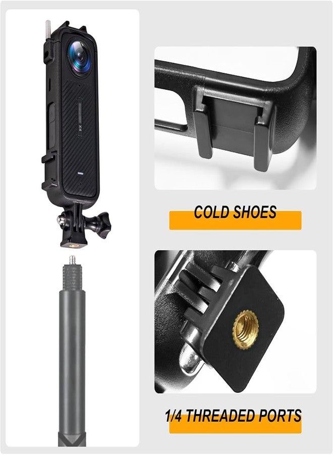 Action Pro Protective Frame Skeleton Case Camera Mount with 1/4 Thread Adapter Compatible with Insta360 X4 Action Camera (Black) - Image 3