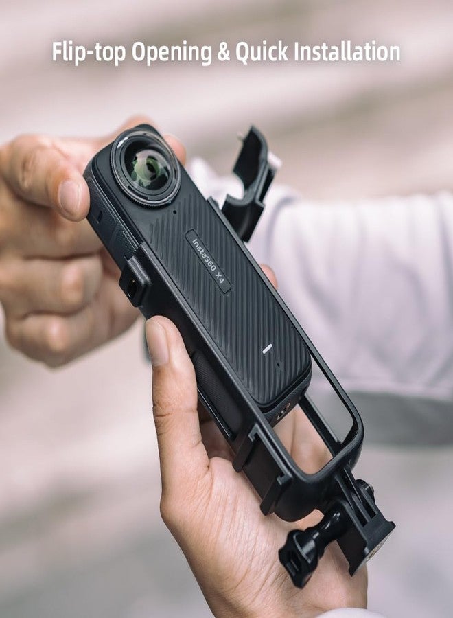 Action Pro Protective Frame Skeleton Case Camera Mount with 1/4 Thread Adapter Compatible with Insta360 X4 Action Camera (Black) - Image 2